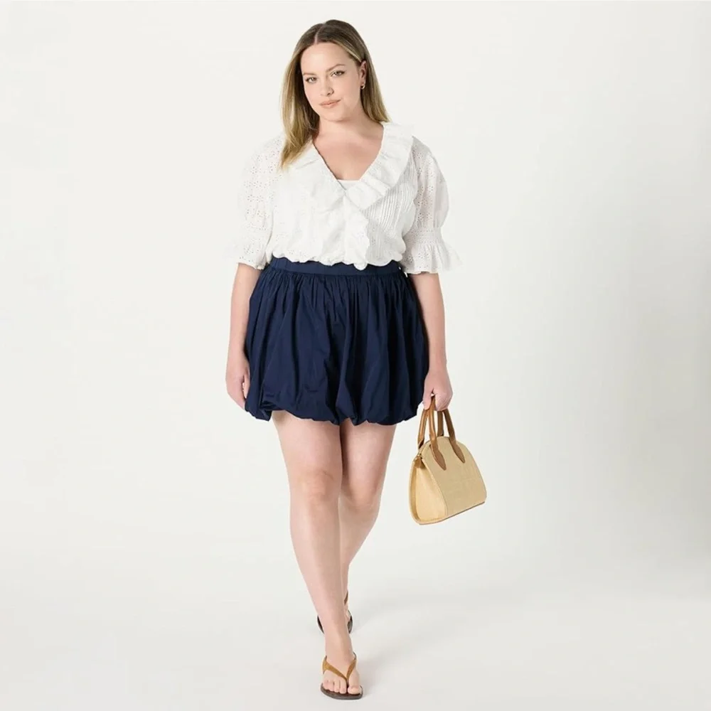 🆕 The Drop ‘Lenai’ 100% Cotton Pintuck Eyelet Blouse in Ivory XL - Picture 8 of 9
